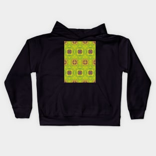 Pea Green, Purple and Grass Green Square Pattern - WelshDesignsTP004 Kids Hoodie